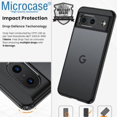 Microcase Google Pixel 8 Luna Serisi Köşe Korumalı Sert Rubber Kılıf - AL3422 Siyah