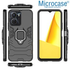 Microcase Vivo Y16 Batman Serisi Yüzük Standlı Armor Kılıf - Siyah AL3349