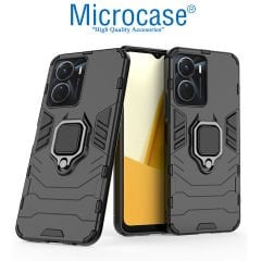 Microcase Vivo Y16 Batman Serisi Yüzük Standlı Armor Kılıf - Siyah AL3349