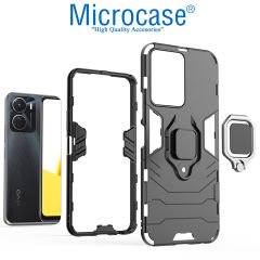Microcase Vivo Y16 Batman Serisi Yüzük Standlı Armor Kılıf - Siyah AL3349