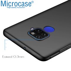 Microcase Huawei Mate 30 Lite Elektrocase Serisi Silikon Kılıf - Siyah + Tam Kaplayan Çerçeveli Cam