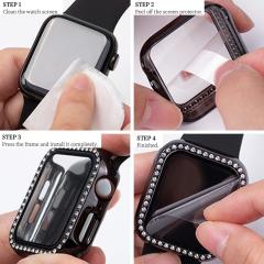 Microcase Apple Watch 7 45mm Elmas Taş Camlı Rubber Kılıf Kırmızı