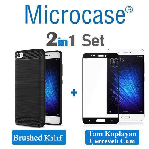 Microcase Xiaomi Mi 5 Brushed Carbon Silikon TPU Kılıf+Tam Kaplar