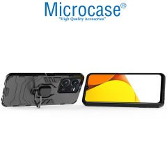Microcase Vivo Y22S / Y22 4G / Y35 Batman Serisi Yüzük Standlı Armor Kılıf - Siyah AL3349