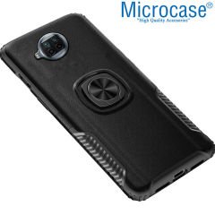 Microcase Xiaomi Mi 10T Lite Rome Serisi Yüzük Standlı Armor Kılıf - Siyah