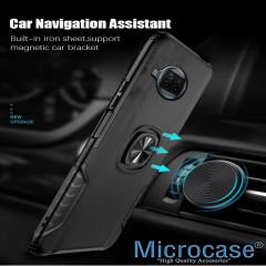 Microcase Xiaomi Mi 10T Lite Rome Serisi Yüzük Standlı Armor Kılıf - Siyah