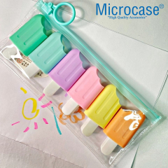 Microcase Mini Dondurma Tasarımlı 6’lı Keçeli Fosforlu Kalem Seti - AL5158