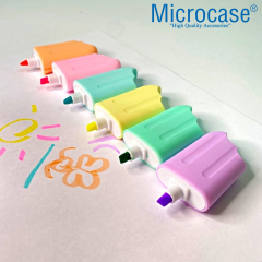 Microcase Mini Dondurma Tasarımlı 6’lı Keçeli Fosforlu Kalem Seti - AL5158