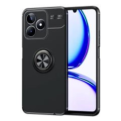 Microcase Realme C53 Focus Serisi Yüzük Standlı Silikon Kılıf - Siyah AL3363