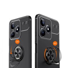 Microcase Realme C53 Focus Serisi Yüzük Standlı Silikon Kılıf - Siyah AL3363