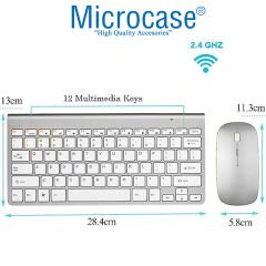 Microcase Tablet ve Bilgisayarlar için 2.4G Wireless Kablosuz Klavye ve Optik Fare Seti AL3946