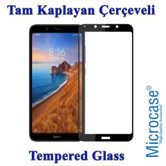 Xiaomi Redmi 7A Tam Kaplayan Çerçeveli Tempered Cam - Siyah