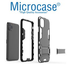 Microcase iPhone 12 Pro Alfa Armor Standlı Perfect Koruma Kılıf Siyah