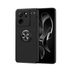 Microcase Xiaomi 13T / 13T Pro / K60 Ultra Focus Serisi Yüzük Standlı Silikon Kılıf - Siyah AL3363