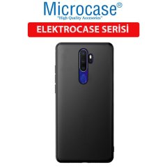 Microcase Oppo A5 2020 - A9 2020 Elektrocase Serisi Silikon Kılıf - Siyah + Tam Kaplayan Çerçeveli Cam