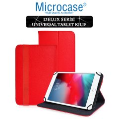 Microcase iPad Mini 5 2019 Delüx Serisi Universal Standlı Deri Kılıf - Kırmızı + Ekran Koruma Filmi