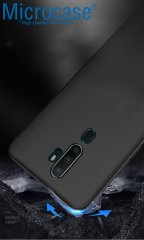 Microcase Oppo A5 2020 - A9 2020 Elektrocase Serisi Silikon Kılıf - Siyah + Tam Kaplayan Çerçeveli Cam