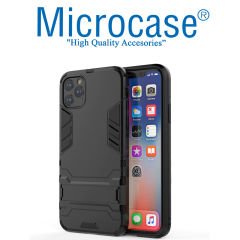 Microcase iPhone 12 Pro Max Alfa Armor Standlı Perfect Koruma Kılıf Siyah