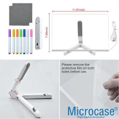 Microcase 30x20 Led Işıklı Yazı Çizim Tahtası Ayarlanabilir Stant Ve 7 li Keçeli Kalem - AL5160