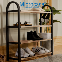 Microcase Ahşap Çubuklu 4 Bölmeli Siyah Ayakkabılık Raf Ünitesi - AL5195 1 ADET