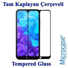 Huawei Y5 2019 Tam Kaplayan Çerçeveli Tempered Cam - Siyah