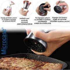 Microcase Kabalık Ayarlamalı Cam Hazneli Metal Kapaklı Küçük Tuz Karabiber Baharat Öğütücü AL4498