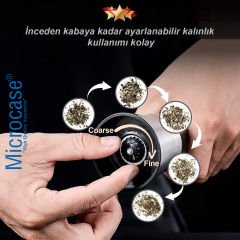 Microcase Kabalık Ayarlamalı Cam Hazneli Metal Kapaklı Küçük Tuz Karabiber Baharat Öğütücü AL4498