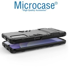 Microcase Xiaomi Redmi 9T Alfa Armor Standlı Perfect Koruma Kılıf - Siyah