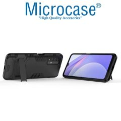 Microcase Xiaomi Redmi 9T Alfa Armor Standlı Perfect Koruma Kılıf - Siyah