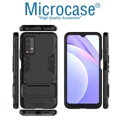 Microcase Xiaomi Redmi 9T Alfa Armor Standlı Perfect Koruma Kılıf - Siyah