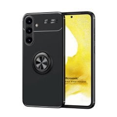 Microcase Samsung Galaxy S23 FE Focus Serisi Yüzük Standlı Silikon Kılıf - Siyah AL3363