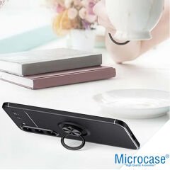 Microcase Samsung Galaxy S23 FE Focus Serisi Yüzük Standlı Silikon Kılıf - Siyah AL3363