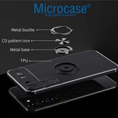 Microcase Samsung Galaxy S23 FE Focus Serisi Yüzük Standlı Silikon Kılıf - Siyah AL3363