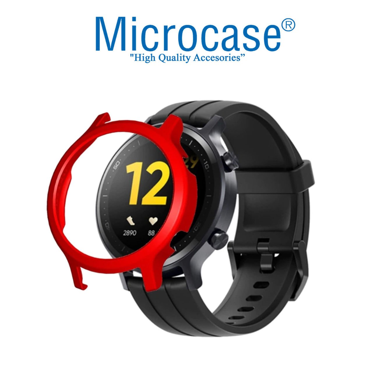 Microcase Oppo Realme Watch S Önü Açık Tasarım Rubber Kılıf - Kırmızı