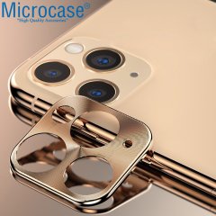 Microcase iPhone 11 Pro Kamera Lens Koruma Halkası - Kapalı Tasarım Gold