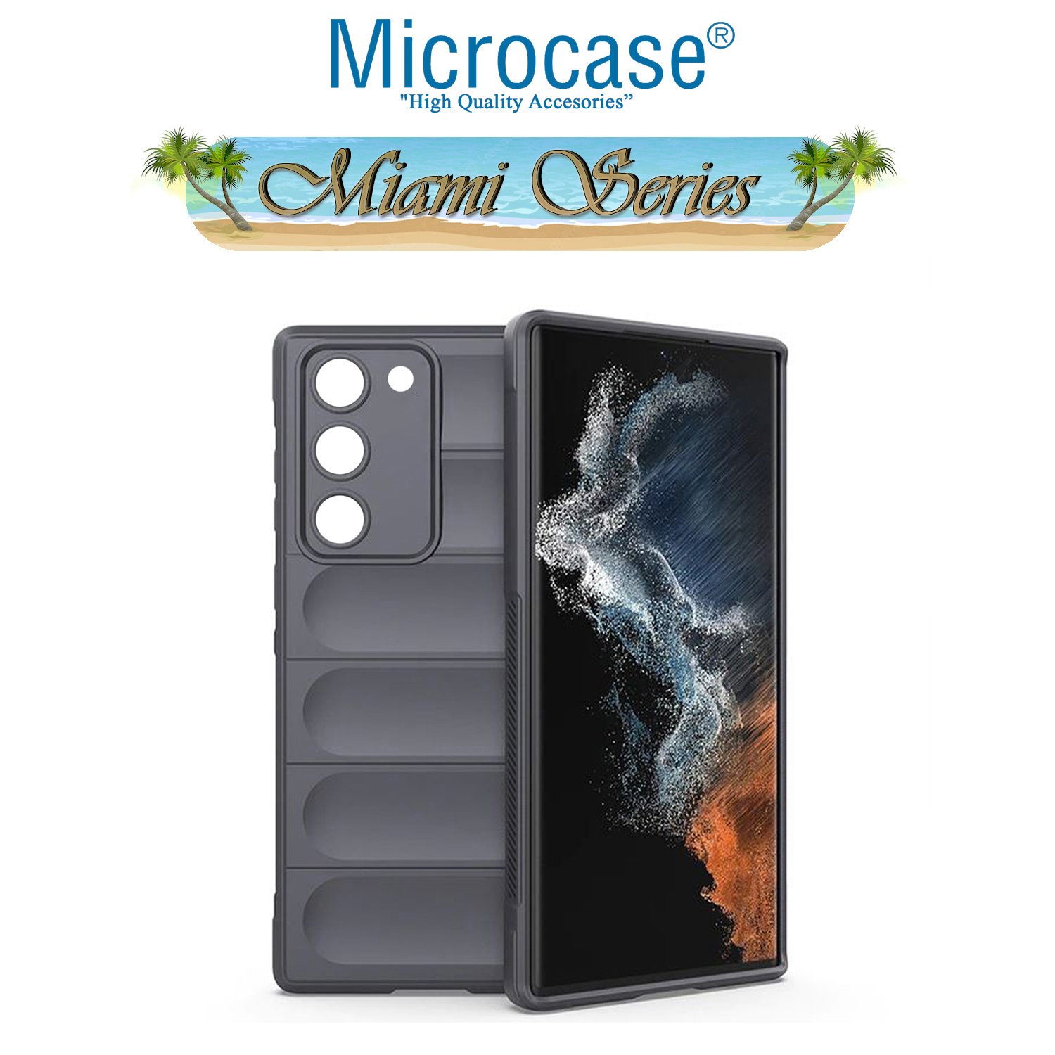 Microcase Samsung Galaxy Note 20 Miami Serisi Darbeye Dayanıklı Silikon Kılıf - Koyu Gri
