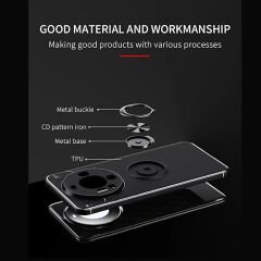 Microcase Huawei Mate 60 Pro Plus Focus Serisi Yüzük Standlı Silikon Kılıf - Siyah AL3363
