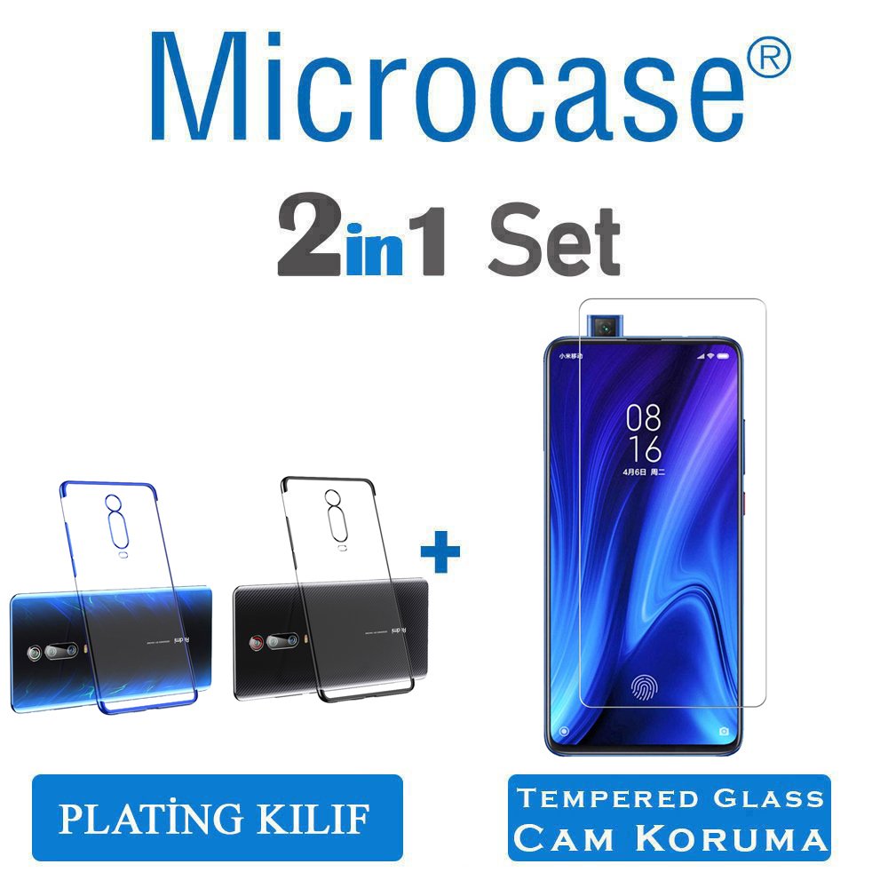 Microcase Xiaomi Redmi K20 Plating Series Silikon Kılıf + Tempered Glass Cam Koruma (SEÇENEKLİ)