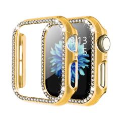 Microcase Apple Watch 7 41mm Elmas Taş Sert Rubber Kılıf - Gold