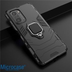 Microcase Xiaomi Mi 11i Batman Serisi Yüzük Standlı Armor Kılıf - Siyah
