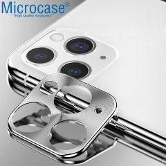 Microcase iPhone 11 Pro Max Kamera Lens Koruma Halkası - Kapalı Tasarım Gümüş