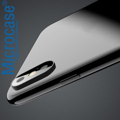 Microcase iPhone X Metal Çerçeveli Tempered Glass Lens Koruma Siyah