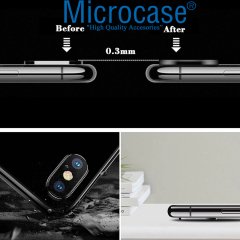 Microcase iPhone X Metal Çerçeveli Tempered Glass Lens Koruma Siyah