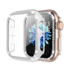 Microcase Apple Watch 7 45mm Elmas Taş Sert Rubber Kılıf - Şeffaf