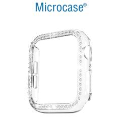 Microcase Apple Watch 7 45mm Elmas Taş Sert Rubber Kılıf - Şeffaf