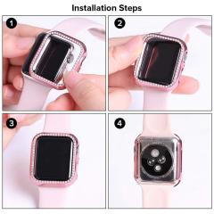 Microcase Apple Watch 7 45mm Elmas Taş Sert Rubber Kılıf - Şeffaf