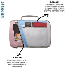Microcase Honor Pad X8 10.1 inch Tabletler için Omuz Askılı El Tutacaklı Universal Sleeve Taşıma Çantası AL4346 Pembe Mavi Krem