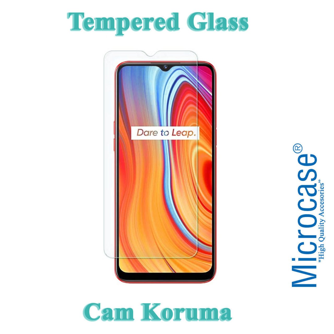 Microcase Realme C3 Tempered Glass Cam Ekran Koruma