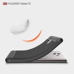 Huawei Mate 10 Brushed Carbon Fiber Silikon Kılıf + Ekran Koruma