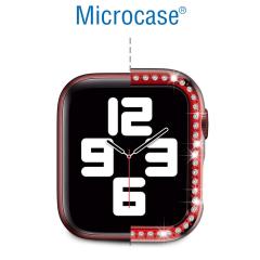 Microcase Apple Watch 7 45mm Elmas Taş Sert Rubber Kılıf - Pembe